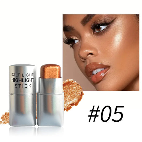 Glowy Highlighter Stick – Shimmer Finish, Waterproof, Long-Lasting, Easy Blend, Multi-Look, Face & Eye Contour, Skin-Friendly