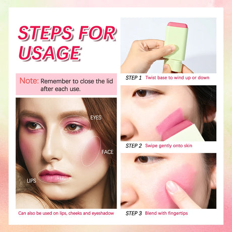 ibcccndc Rotating Blush Cream Tinted Moisture Stick Naturally Long-lasting Moisturizing Waterproof And Non-Removing Orange Blush