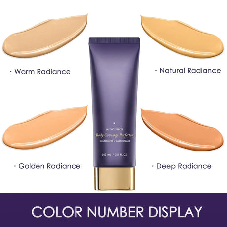 Waterproof Body Foundation 103ml - Neutral/Warm/Deep/Golden Shades. Full Coverage Dark Spot Concealer for Face, Arms & Legs.