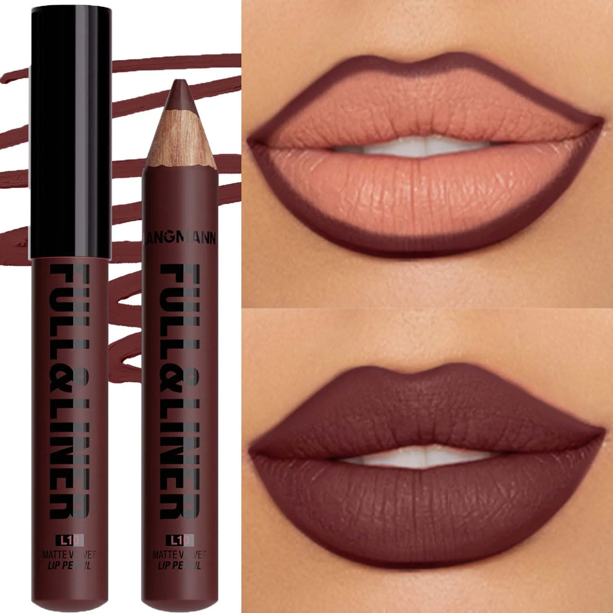 Waterproof Matte Lipliner Pencil Brown Contour Tint Lipstick Pen Long Lasting 12 Color Wooden Lip Liner Pencil Full-lip Makeup