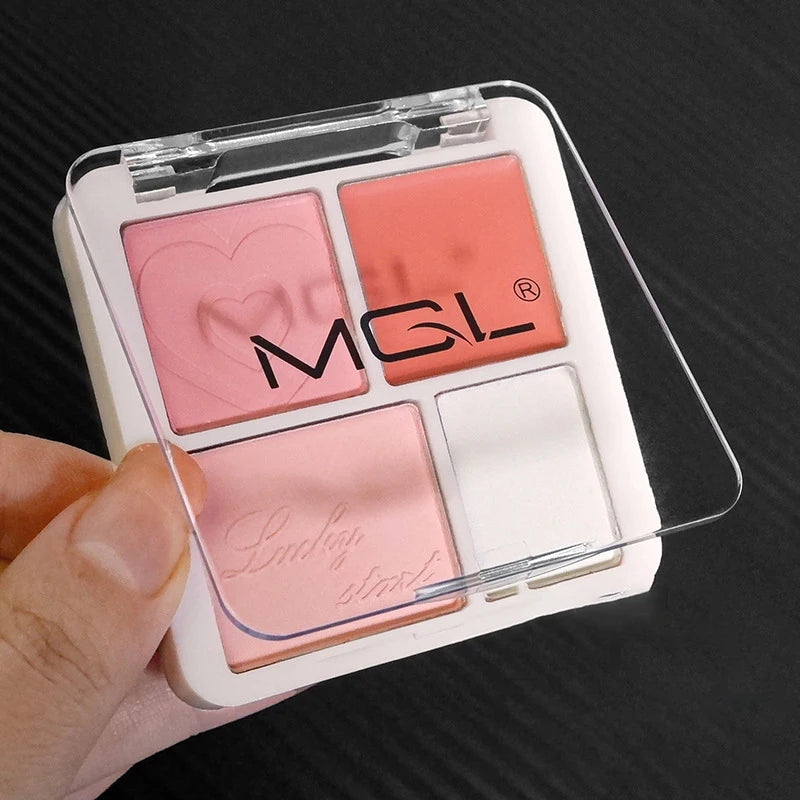 4 Color Pink Peach Blush Powder Cream Palette Highlighter Matte Expanding Color Brightening Face Blusher Rouge Makeup Cheek Tint