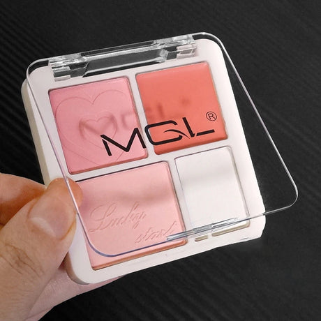 4 Color Pink Peach Blush Powder Cream Palette Highlighter Matte Expanding Color Brightening Face Blusher Rouge Makeup Cheek Tint