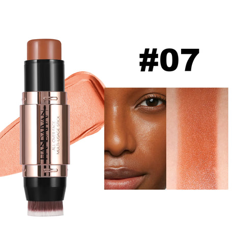 Double Head Highlighter Stick Contour Stick Waterproof Natural Silky Smooth Face Contouring for Nose Shadow With Makeup Brushes