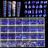 1 box of multi -shaped 3D nail diamond kits -24 AB crystal gem grids, flat -bottom nail art accessories multi -style nail suppli