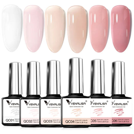 VIP5 Venalisa Nail Gel Polish Jelly Color HEMA/TPO FREE Nude Pink Semi Permanent Soak Off UVLED Gel Polish Sparkle Gel Varnish