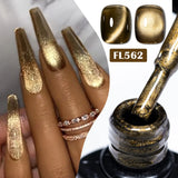 Four Lily 7ml Golden Magnetic Nail Gel Polish Glitter Champagne Gold Nail Art Decorations UV/LED Vernis Gel for Nails Manicure