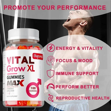 Vital Grow XL Male Gummies - Improve Energy, Endurance, Enhance Male Vitality and Energy, Promote Muscle Growth and Recovery