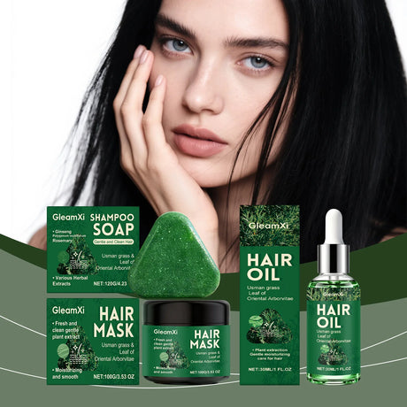 Usman Grass Shampoo Soap Hair Growth Oil Anti Loss Strengthen Hair Regrowth Nourish Improve Split End Repair Damaged Hair Mask