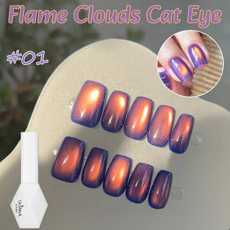 WS 10ML Sunlight Cat Eye Gel Nail Polish Autumn Winter Whitening Wine Red Color Light Sunset Glow Cat Eye Glass Beads Nail Atr