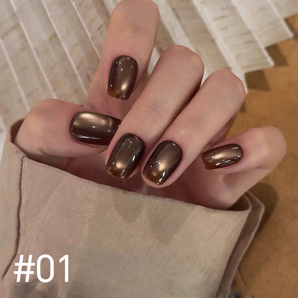 12ml 1-21pcs Brown Gold Cat Eye Gel Nail Polish Hot Selling Winter Whitening Magnet Gel Polish Gold Nails Nail Supplies Nail Art