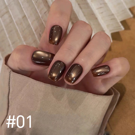 12ml 1-21pcs Brown Gold Cat Eye Gel Nail Polish Hot Selling Winter Whitening Magnet Gel Polish Gold Nails Nail Supplies Nail Art