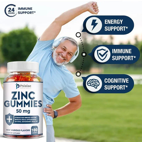 Zinc Gummies 50 Mg - It Helps Improve Cognitive Function, Improve Mood, Enhance Immune Defense, and Antioxidant Effects