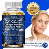 Resveratrol+NAC+NAD+Collagen Peptides+Hyaluronic Acid+Biotin Capsules, Boost Energy & Focus, Anti-Aging, Cellular Vitality