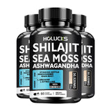 Premium Sea Moss Shilajit Ashwagandha Herbal Capsules, Boost Energy, Immune Support, Enhance Vitality & Overall Wellness