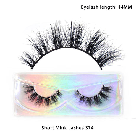 LEHUAMAO 12mm-15mm Short Natural 3D Mink Lashes Fluffy Wispy False Eyelashes 100% Cruelty Free Eyelash Extensio Face Makeup