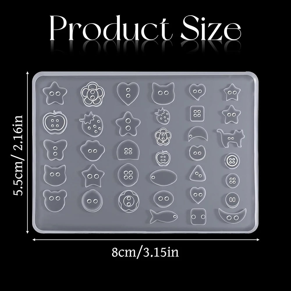 3D Silicone Gel Nail Art Molds Lovely Animals Stars Shapes DIY Resin Button Charms Nail Art Decoration Manicure Tool Supplies