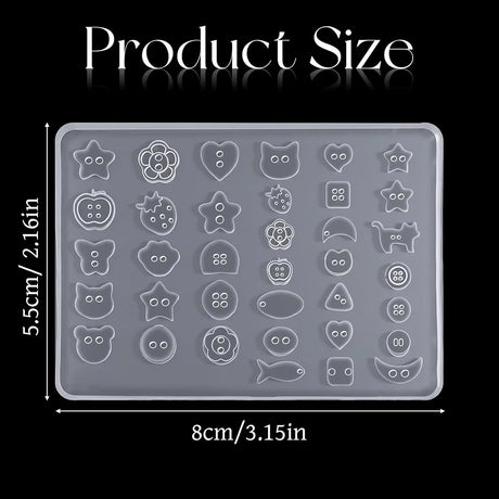 3D Silicone Gel Nail Art Molds Lovely Animals Stars Shapes DIY Resin Button Charms Nail Art Decoration Manicure Tool Supplies