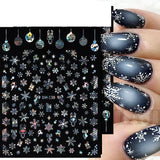 Sliver Bronzing 3D Christmas Nail Art Decoration Sticker Sparkly White Colorful Glitter Geometry Snowflake Winter Slider Foil
