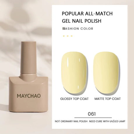 MAYCHAO Gel Nail Polish 12ML Full Coverage Base Top Coat Soak Off Gel Polish UV LED Gel Semi Permanent Varnishes Design Nail Art