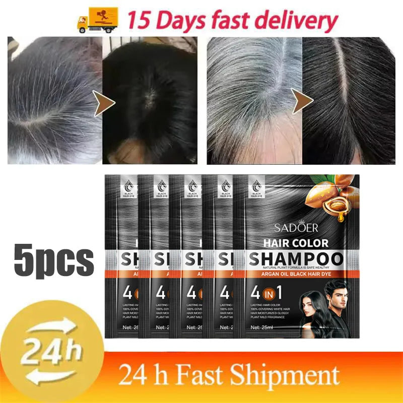 Gray White Hair Treatment Shampoo White To Black Anti Gray Hair Beard Dye Anti Loss Repair Nourish Hair Care Products Men Women