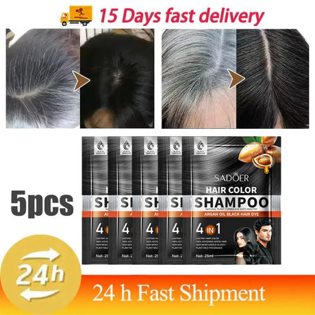 Gray White Hair Treatment Shampoo White To Black Anti Gray Hair Beard Dye Anti Loss Repair Nourish Hair Care Products Men Women