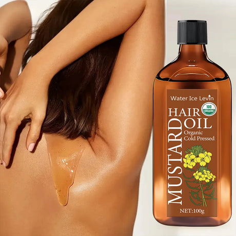 Organic Cold Pressed Mustard Hair Oil - Hyaluronic Acid & Vitamin Infusion, Deep Nourishment, Winter Hydration Therapy