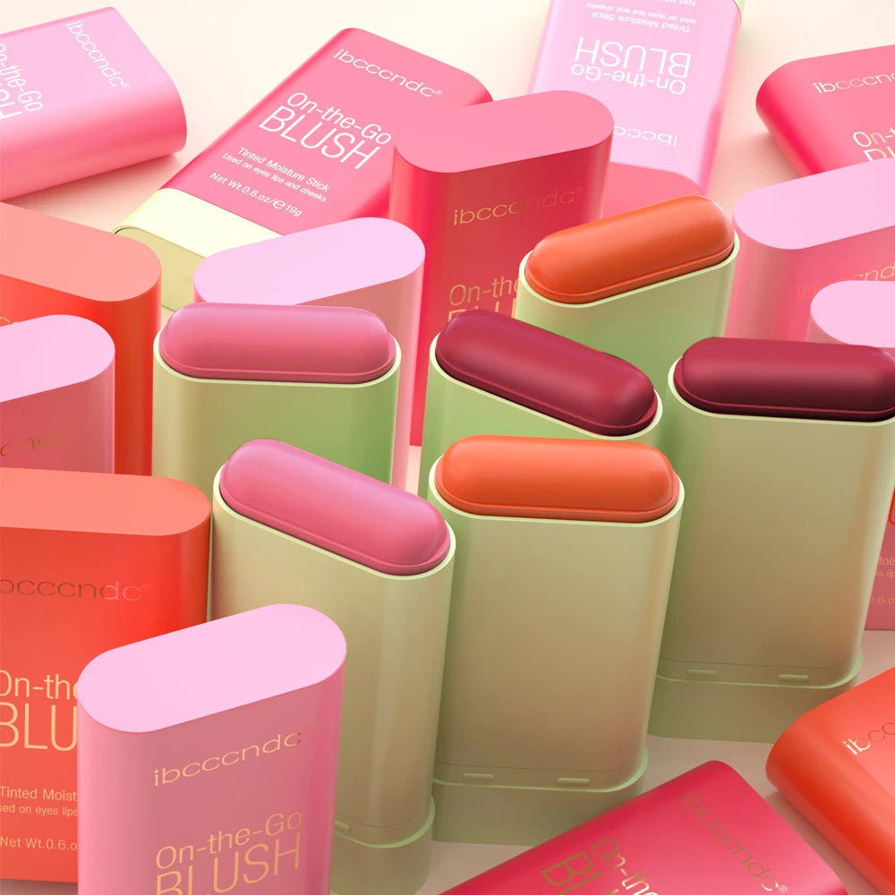 ibcccndc Rotating Blush Cream Tinted Moisture Stick Naturally Long-lasting Moisturizing Waterproof And Non-Removing Orange Blush