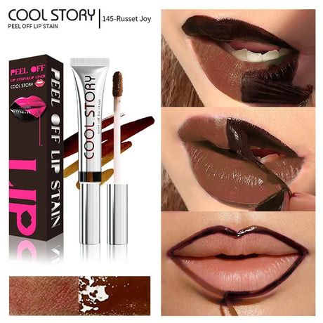 Black Brown Peel Off Lip Stain Transfer Proof Non-stick Cup Natural Lipgloss Lasting Waterproof Matte Tear-off Lip Tint Cosmetic