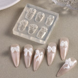 Lace Bowknot Nail Art Mold, French Manicure Silicone Stencil for DIY Nail Decoration, Nail Design Tool, Nail Printing Template