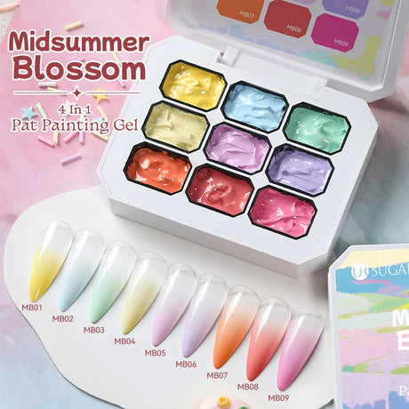 UR SUGAR 9 Colors Gradient Painting Gel Nail Art Gradient Color DIY Design Gel 4 In 1 Used For Gradient Nail Stamping Pattern