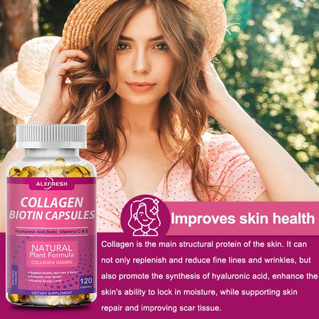 Hydrolyzed Collagen -  Antioxidant for Hair, Skin, Nail, Bones, Joint Health Support - with Vitamin C, Biotin