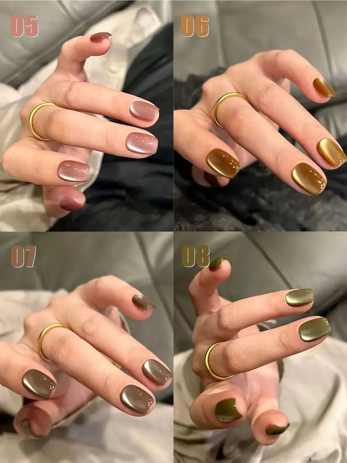 12ml 1-21pcs Brown Gold Cat Eye Gel Nail Polish Hot Selling Winter Whitening Magnet Gel Polish Gold Nails Nail Supplies Nail Art