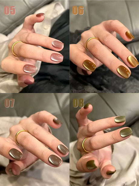 12ml 1-21pcs Brown Gold Cat Eye Gel Nail Polish Hot Selling Winter Whitening Magnet Gel Polish Gold Nails Nail Supplies Nail Art