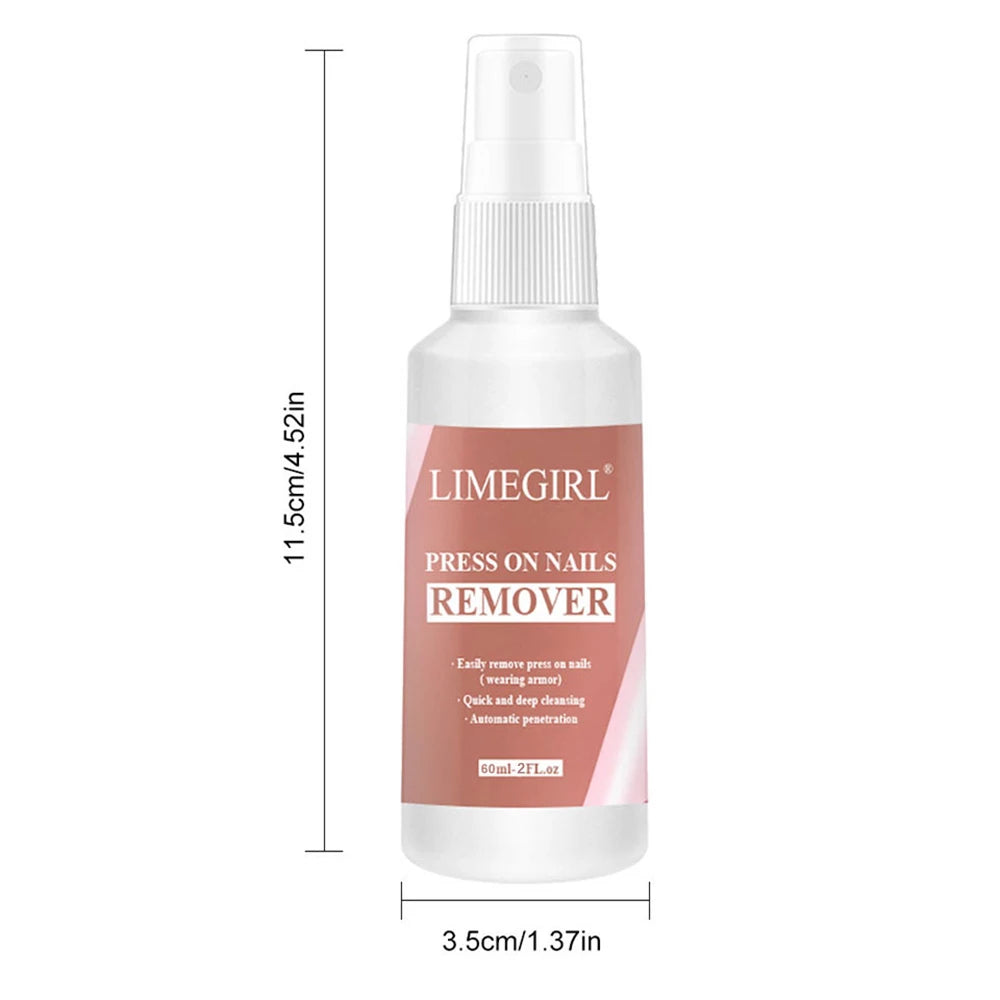 LIMEGIRL 60ml Nail Remover Gel Remover Nail Liquid Easy Soften Remove Fake Nails Solid Adhesive Press-On Nail Gel Remover Tool