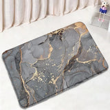 Abstract Marble Bath Mat Sets Modern Geometric Gold Lines Blue Texture Pattern Bathroom Decor Carpet Non-Slip Rugs Toilet Cover