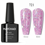 MAYCHAO Glitter Gel Nail Polish 7.3ml Semi-permanent Sequins Shiny Gel Base Top Coat Soak Off UV LED Varnish Nail Art Decoration