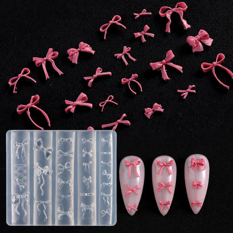 Lace Bowknot Nail Art Mold, French Manicure Silicone Stencil for DIY Nail Decoration, Nail Design Tool, Nail Printing Template
