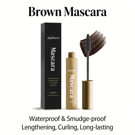 Brown Mascara Natural Curls Long-Lasting Makeup Waterproof Sweatproof Lengthens Eyelashes Anti-Fouling Eye Black Eye Cosmetics