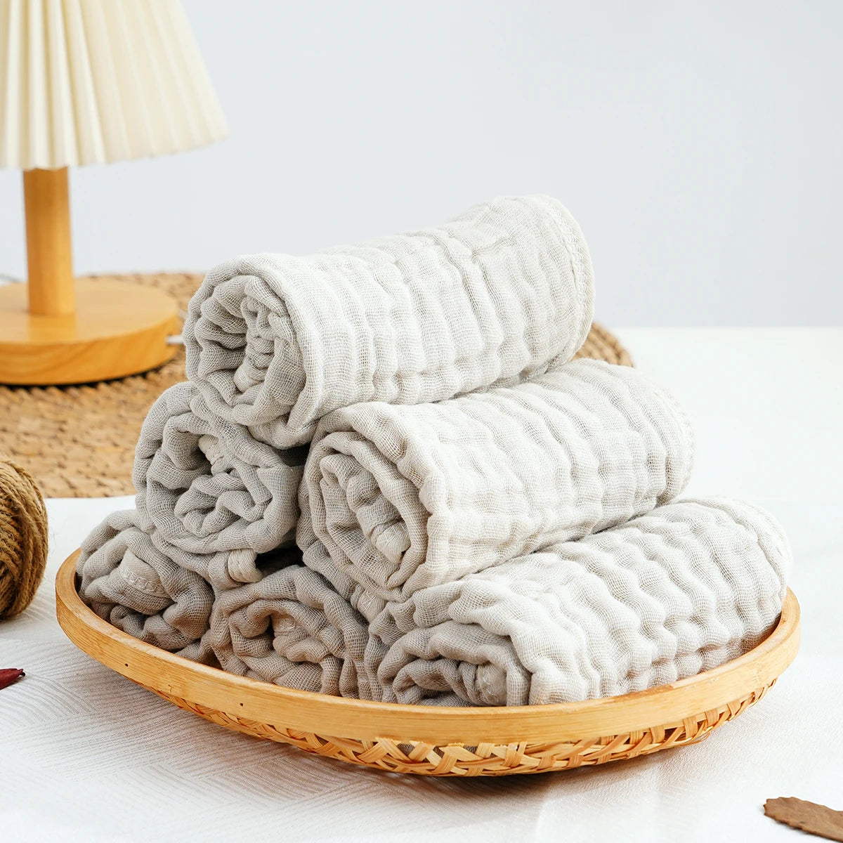 6PCS Muslin Baby Towel Set,Solid Color Multipurpose Face Towels Washcloths,Burp Cloth Feeding Bibs Cozy Soft Cloth Wipes