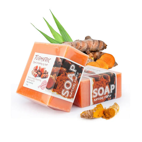Turmeric Soap with Plant Essential Oils, Handmade Cleansing Bar for Face & Body, Ginger-Infused Traditional Formula