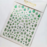 Sliver Bronzing 3D Christmas Nail Art Decoration Sticker Sparkly White Colorful Glitter Geometry Snowflake Winter Slider Foil