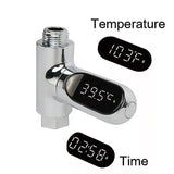 Shower Thermometer LED Display Baby Bath Water Thermometer Meter 360° Rotation Flow Water Self-Generating Temperture Monitor