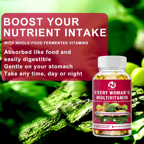 Daily Women's Multivitamin - Super Vitamins (A B C D E K) + Iron + Zinc + Organic Non-GMO Ingredients - Women's Multivitamin