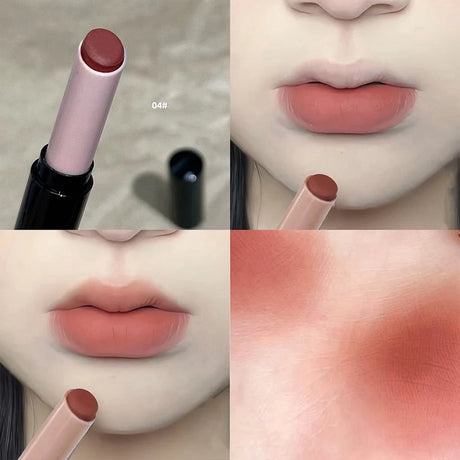 1Pc Matte Red Brown Lipstick Waterproof Matte Shimmer Lipstick Nude Lip Gloss Natural Rouge Balm Long-lasting Makeup Stick