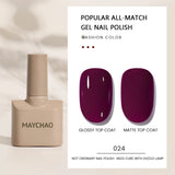 MAYCHAO Gel Nail Polish 12ML Full Coverage Base Top Coat Soak Off Gel Polish UV LED Gel Semi Permanent Varnishes Design Nail Art