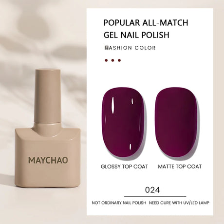 MAYCHAO Gel Nail Polish 12ML Full Coverage Base Top Coat Soak Off Gel Polish UV LED Gel Semi Permanent Varnishes Design Nail Art
