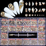 21 grid nail art diamond flat bottom glass diamond multi-style special-shaped diamond shiny nail rhinestone DIY nail art jewelry