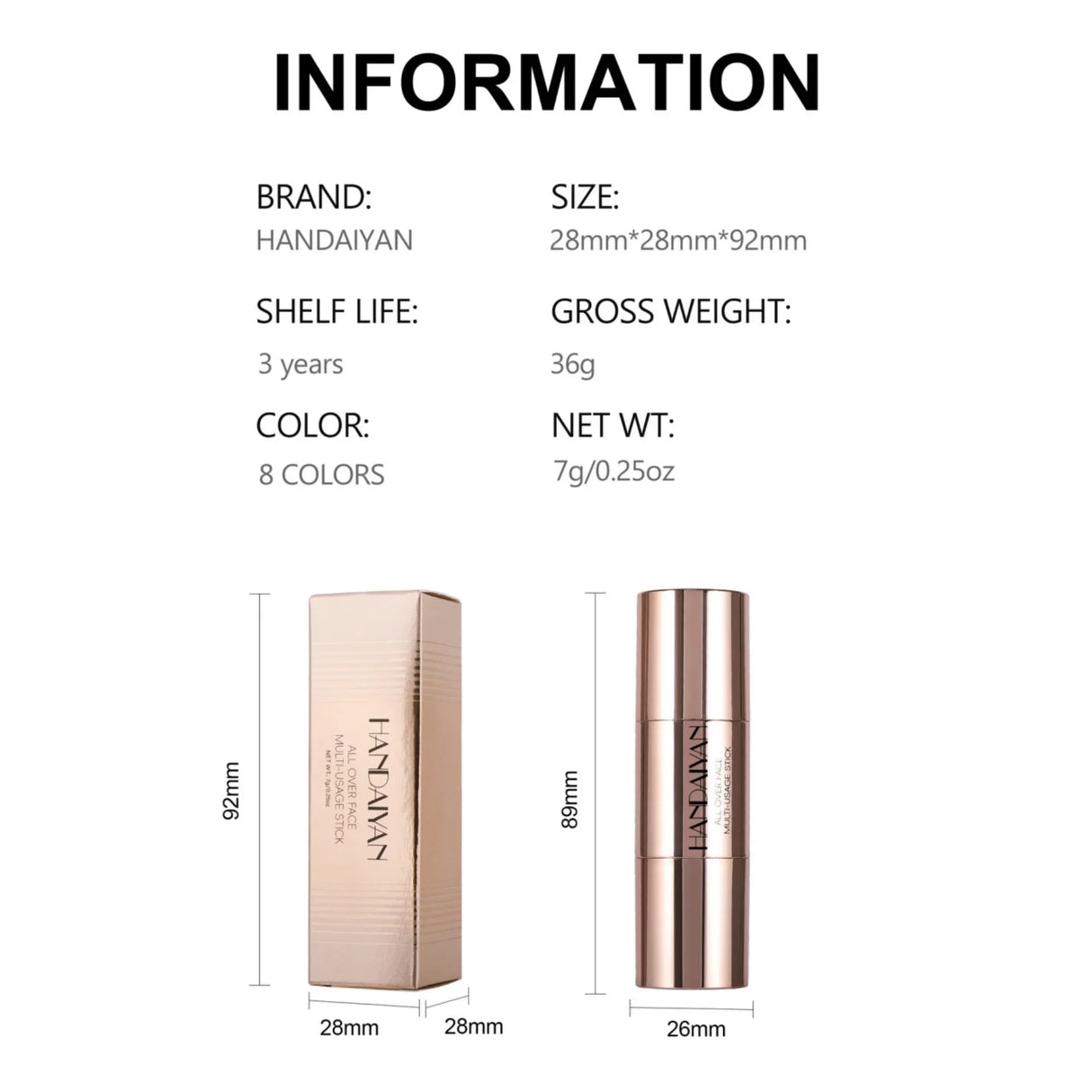 Double Head Highlighter Stick Contour Stick Waterproof Natural Silky Smooth Face Contouring for Nose Shadow With Makeup Brushes