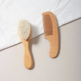 2pcs comb and brush set baby care beech wood brush and comb gift set TG183