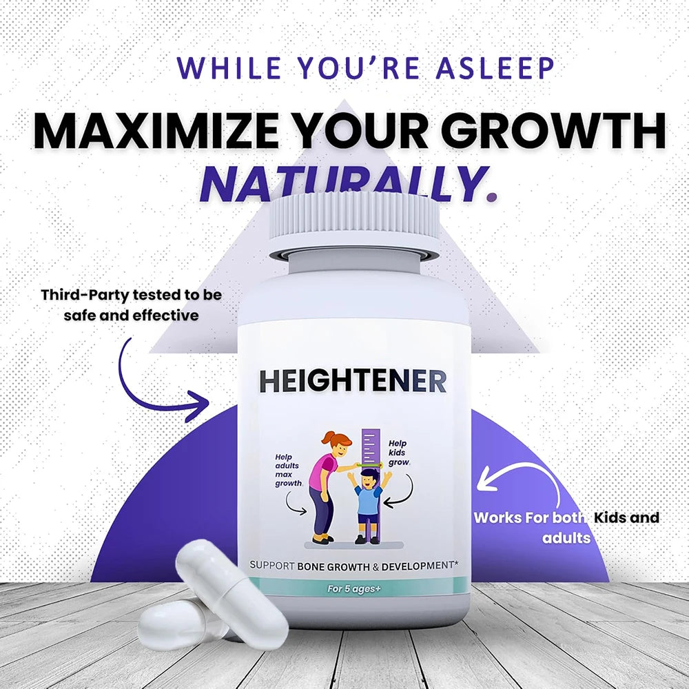 Heightener - Natural Height Growth Supplement for Kids, Teens and Adults to Increase Bone Strength and Grow Taller, Height Pills